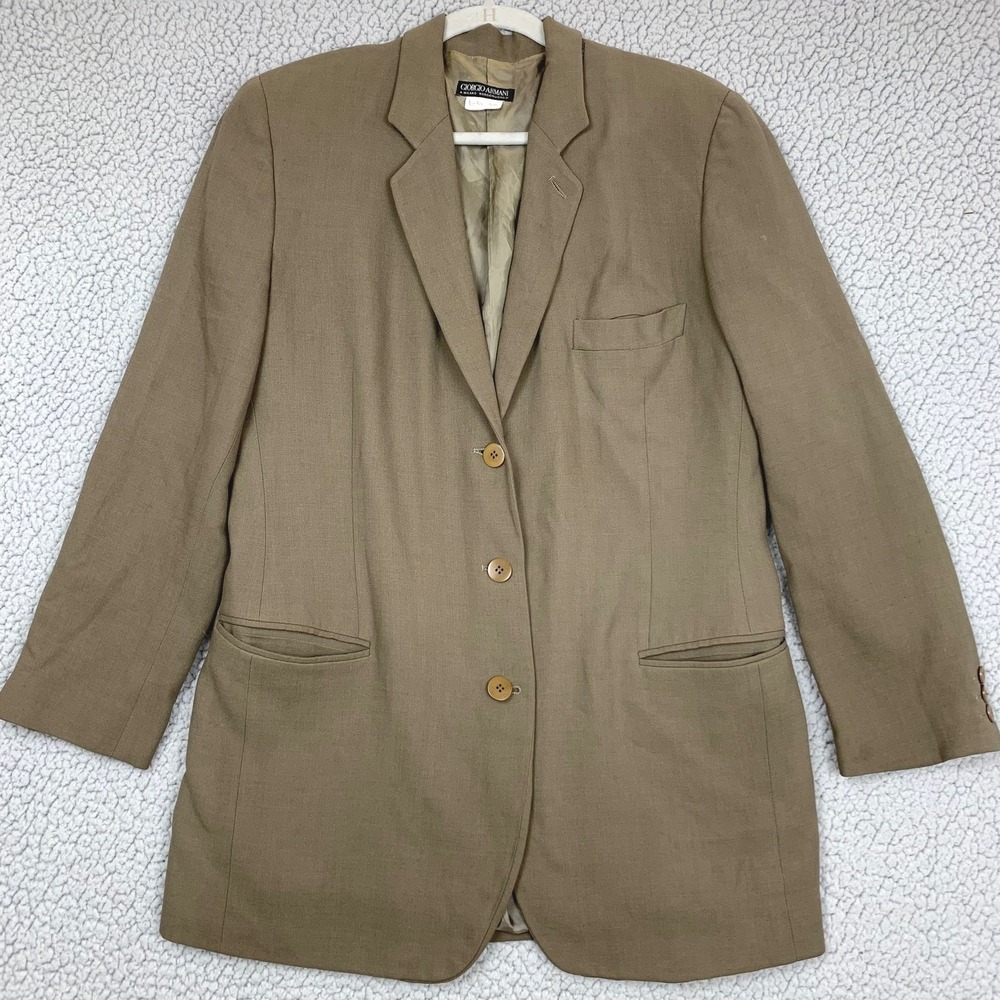 Giorgio Armani Blazer Mens 46 Brown Rayon Wool Blend Two‎ Button Made in Italy
